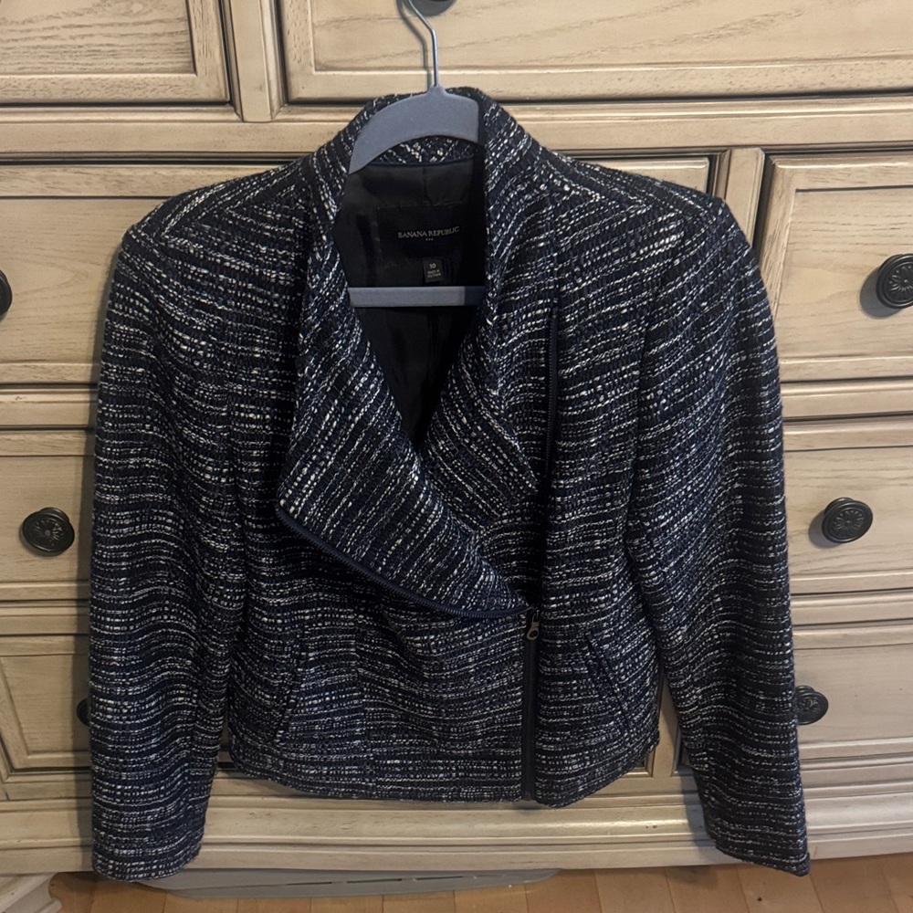 Banana Republic Black and White Textured Jacket